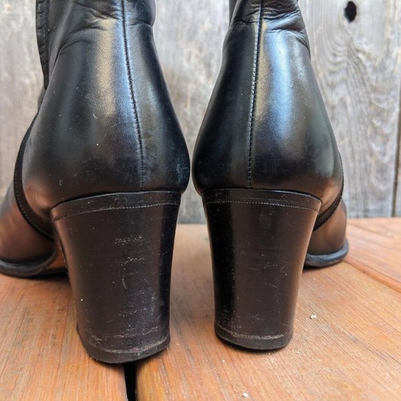 Salvatore Ferragamo Black Leather Boots, Mid-Calf, Size 4.5 - Picture 9 of 10